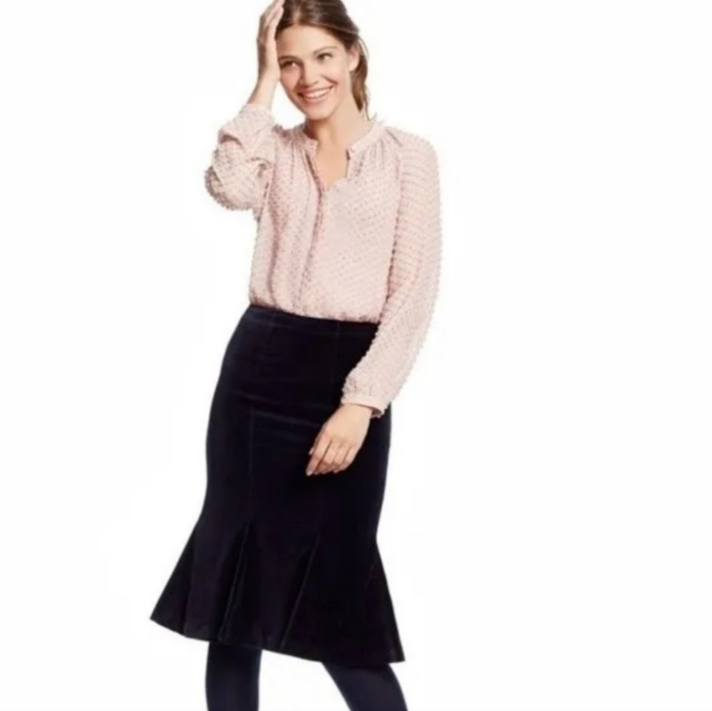 Boden Black Velvet Fit and Flare Mermaid Skirt 8